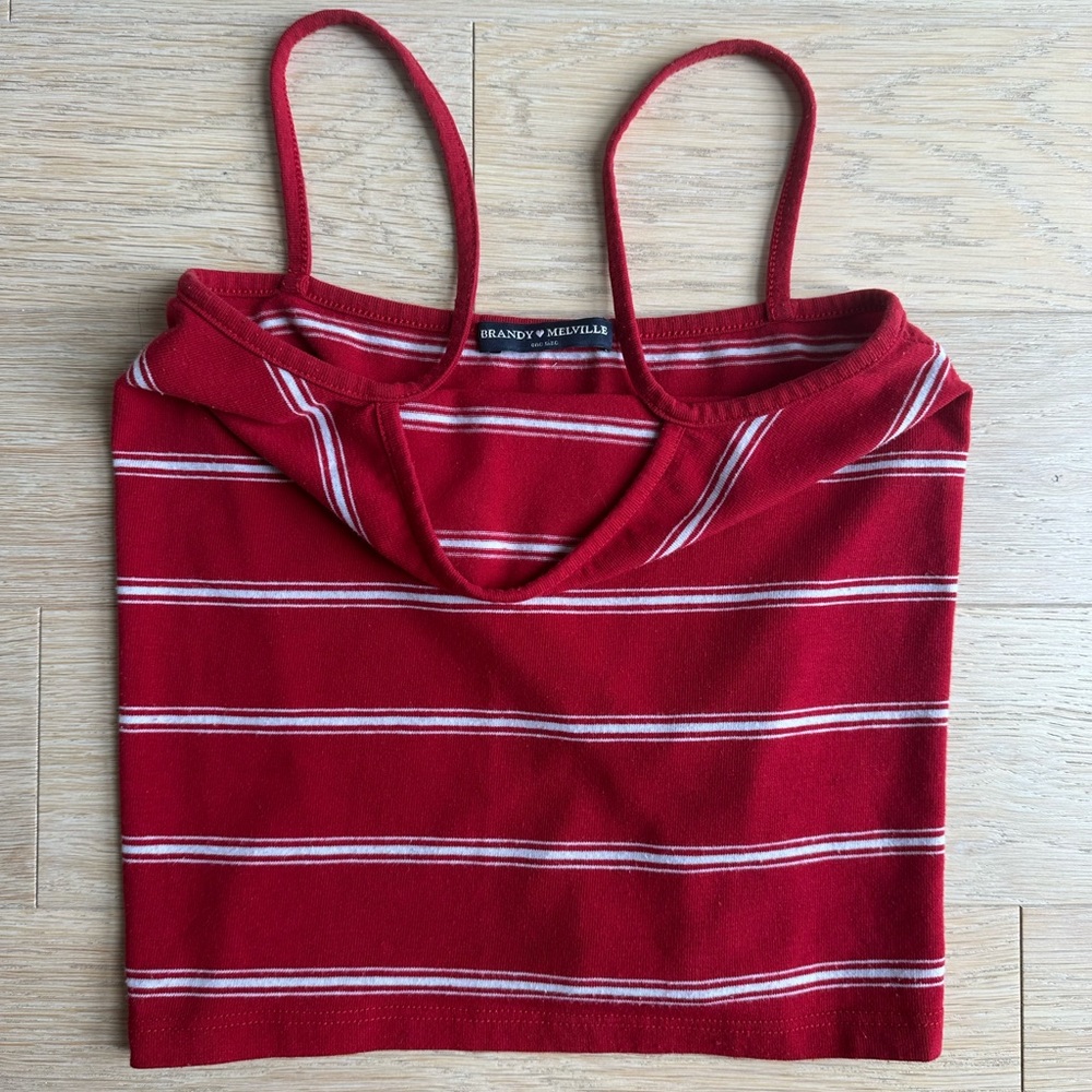 Brandy Melville Red & White Striped Cropped Cami